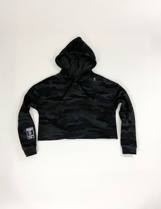BLACK CAMO CROP PULLOVER